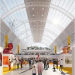 Heatherwick Studio and SPPARC Crown London’s Olympia with a 520-Panel Pleated Glass Canopy.