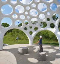 Moonrise Pavilion by THEVERYMANY Rises as an Ultra-Thin Aluminum Design in Chattanooga