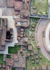 Aerial View of Archaeological Remains of Sarnath