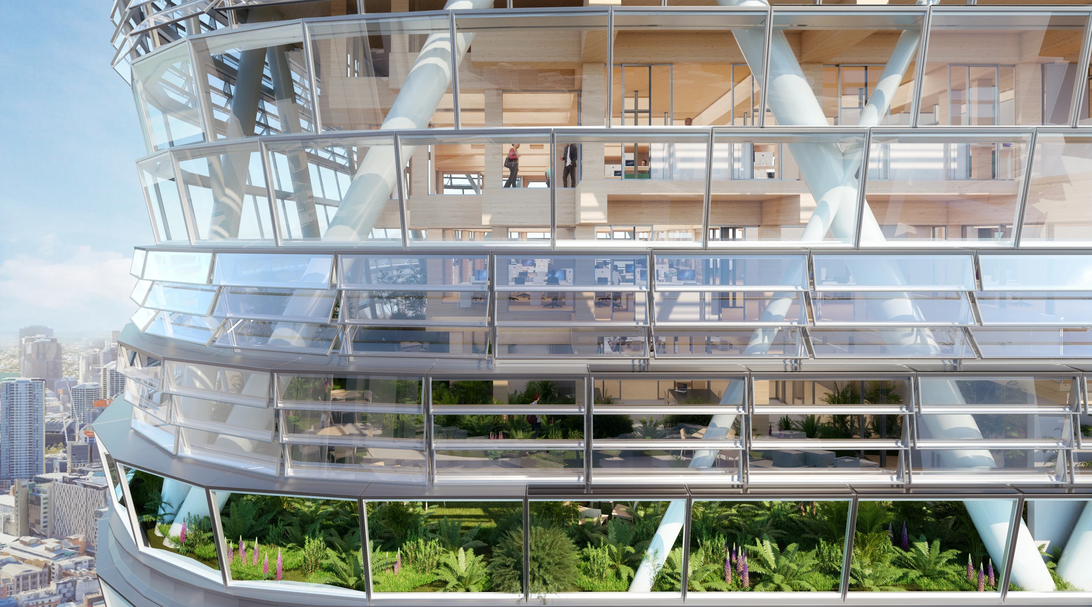 World’s Tallest Hybrid Timber Tower by SHoP and BVN Rises 180 Metres Above Sydney 17 HABITAT BIRDEYE VIEW