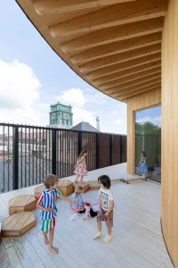 Kéré Architecture Designs a Five-Storey Timber Kindergarten at TUM Built Around Play, Community and Care