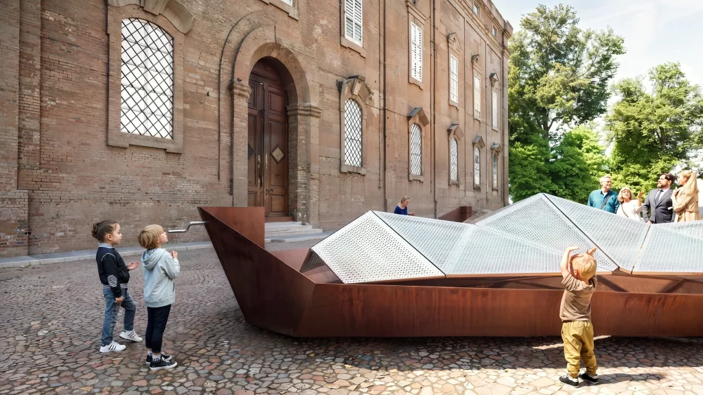 AGO Modena’s Origami-Inspired Kinetic Roof from street view