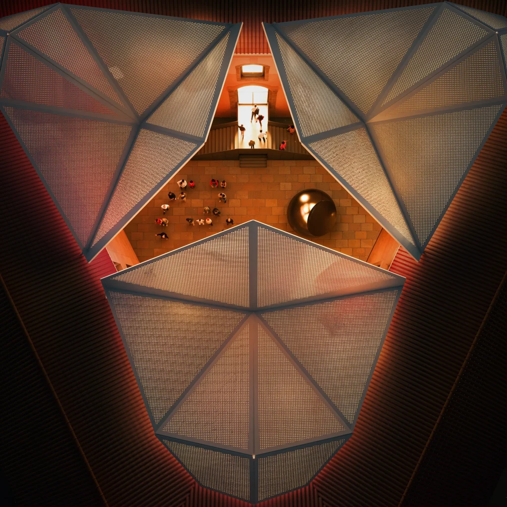 AGO Modena’s Origami-Inspired Kinetic Roof from above
