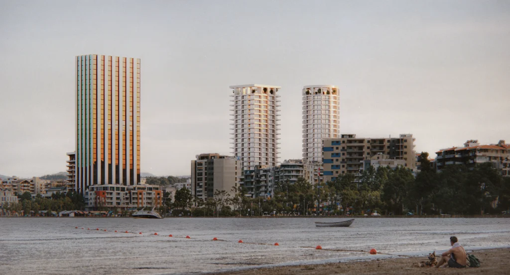 DUAS Towers by OODA street view on the Vlorë waterfront
