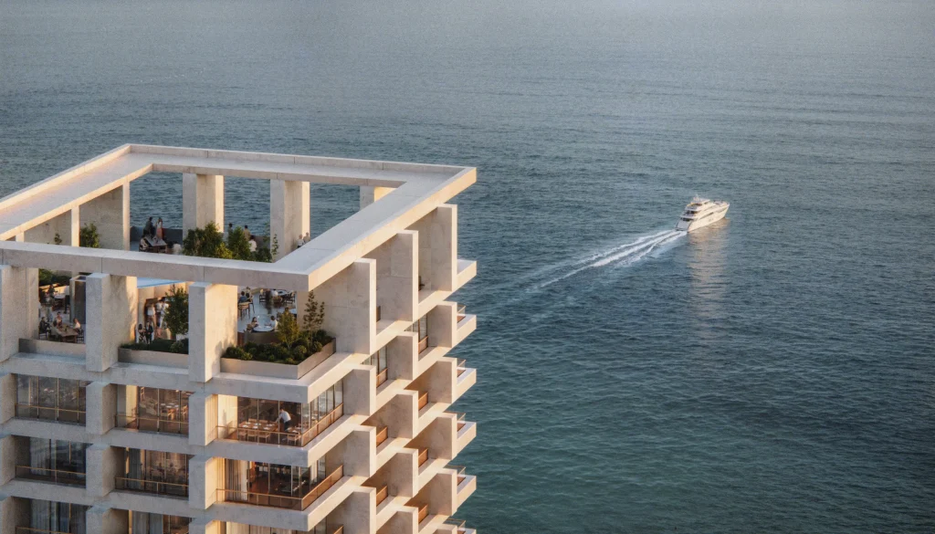 DUAS Towers rooftop overlooking the sea