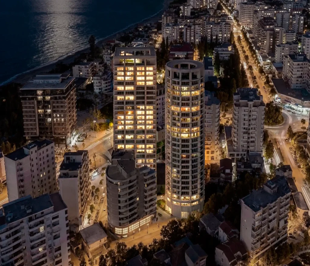 DUAS Towers aerial view in Vlorë
