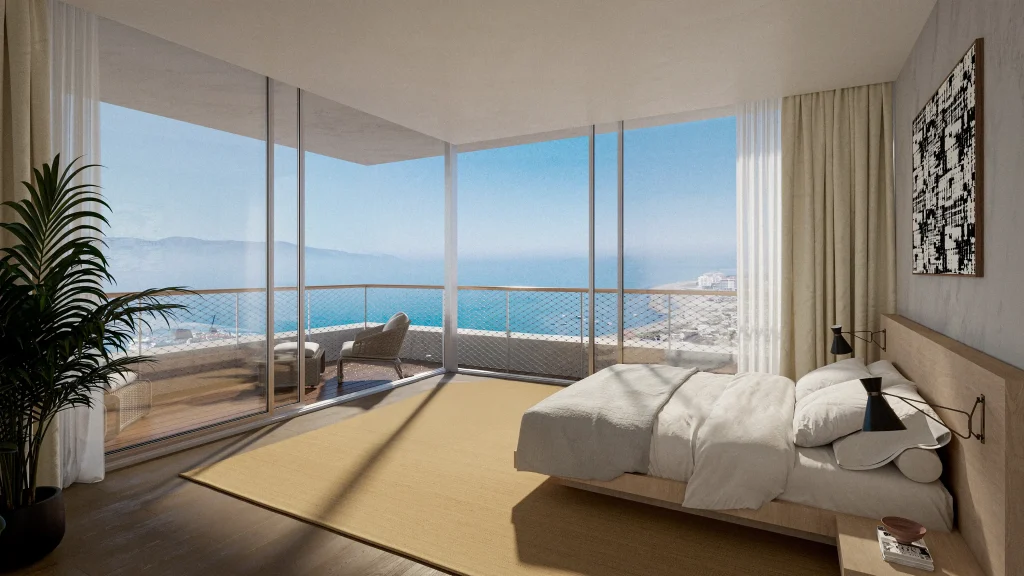 DUAS Towers sea-facing bedroom interior