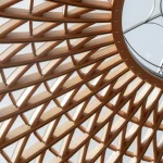 Curved timber beams forming the dome of The Seed pavilion