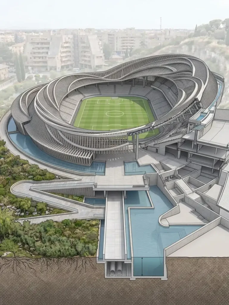 Who Controls AI in Architecture? Alex Josephson and Arturo Tedeschi on the Future of Design_Stadium concept by Arturo Tedeschi
