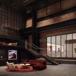 Audience seating and industrial interior of the 600-capacity venue with exposed structure