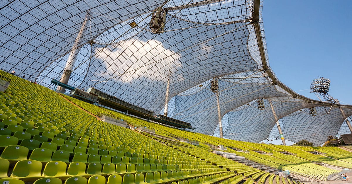 Tension-Compression Structures, the 1972 Olympic Stadium in Munich, designed by Frei Otto in collaboration with Günter Behnisch.