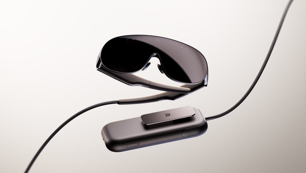 Close-up of Meta VR Glasses on a surface showing the slim frame and dark lenses