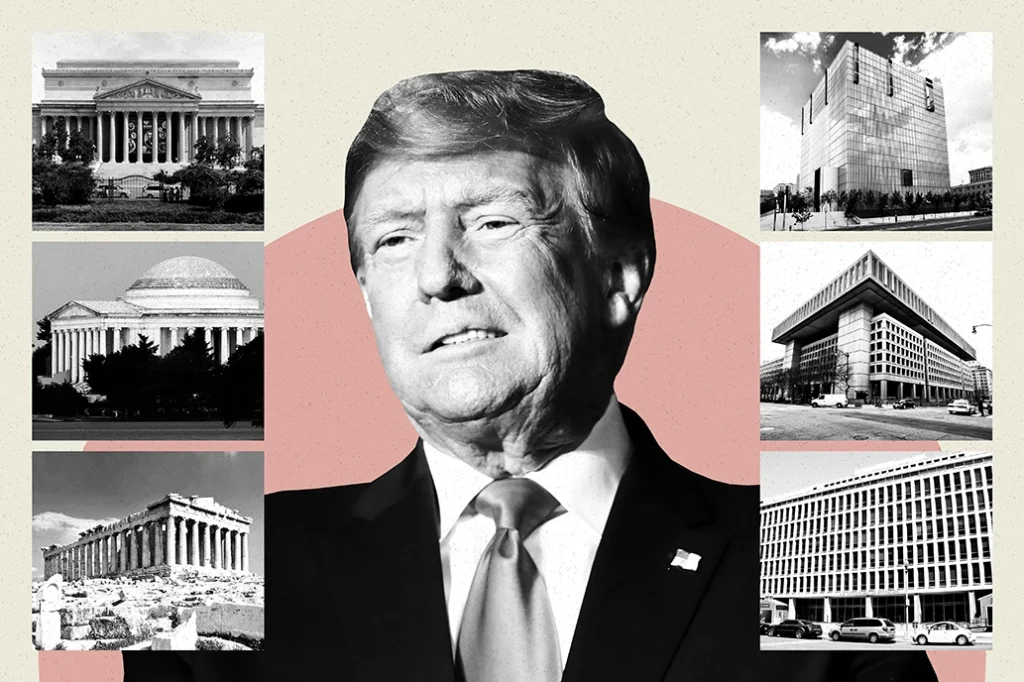 Trump’s architectural transformation of Washington raises critical questions about monumentality, political symbolism, historic context, and the role of architecture in shaping civic identity.