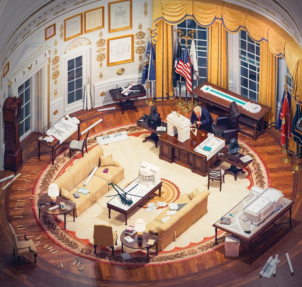 Trump’s architectural transformation of Washington raises critical questions about monumentality, political symbolism, historic context, and the role of architecture in shaping civic identity.