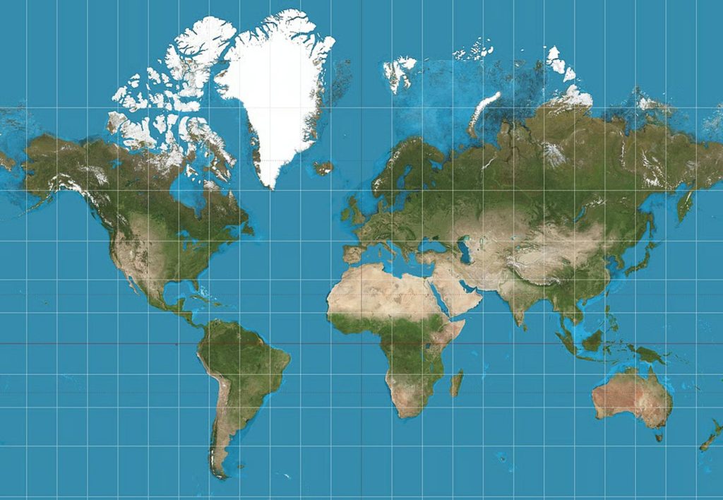 Mercator projection of the world map