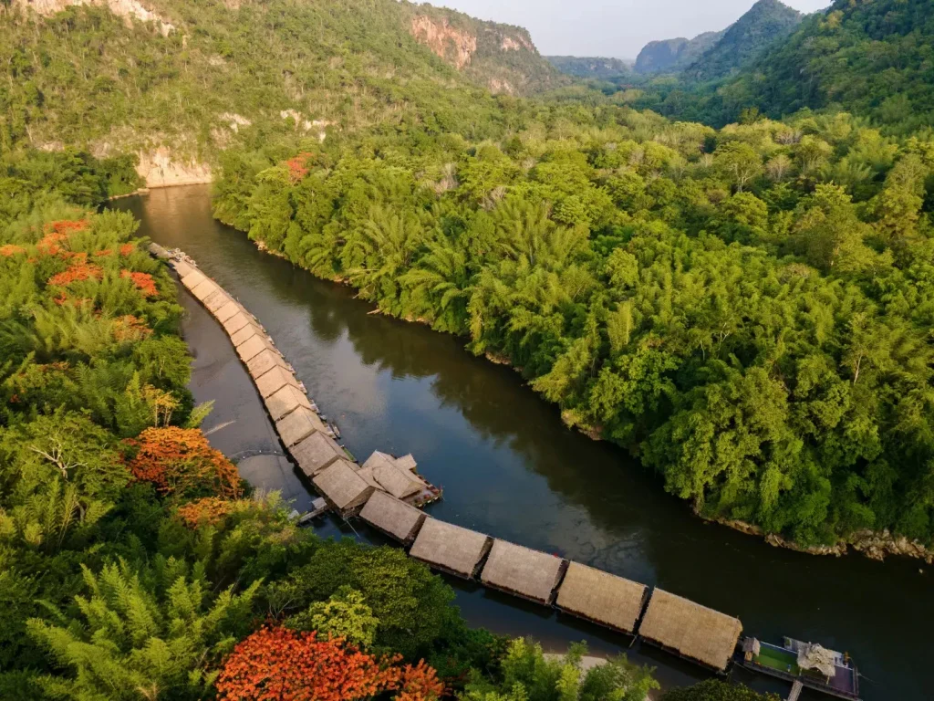 10 Remarkable Floating Hotels Around the World_River Kwai Jungle Rafts
