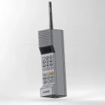 Digital rendering of the ADHD ONE brick phone floating against a light grid background