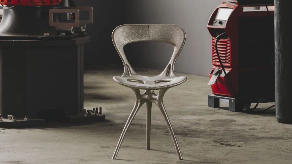 Seed 6143. 3D-printed metal chair by Ross Lovegrove in collaboration with Google DeepMind and Modem