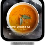 Close-up of HomeView displaying a detailed butternut squash soup recipe with cooking controls